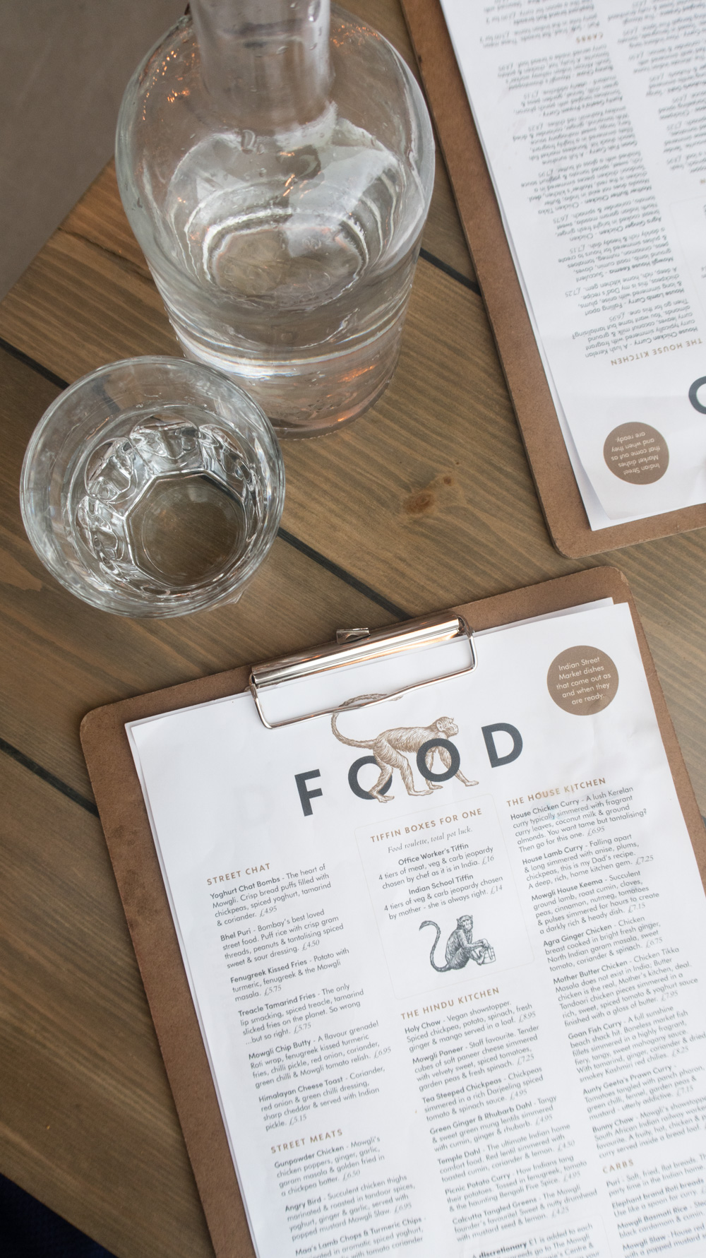 Mowgli's menu